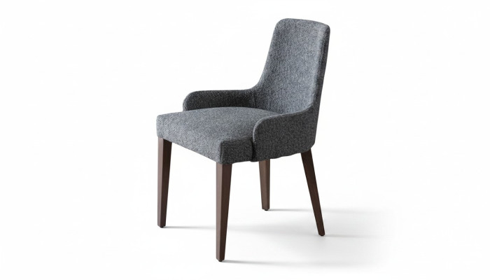 Esclusiva sedia grigia con gambe marroni in legno design novità per la sala da pranzo