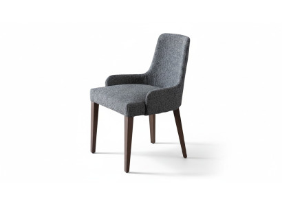 Esclusiva sedia grigia con gambe marroni in legno design novità per la sala da pranzo