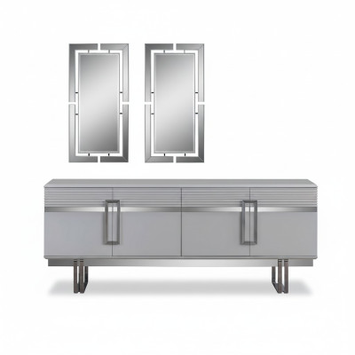 Novità Set da pranzo composto da credenza moderna 3 pezzi e 2 specchi.