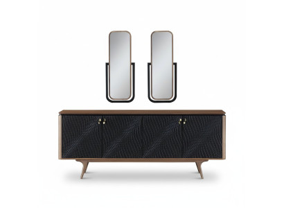 Set da pranzo esclusivo composto da credenza moderna 3 pezzi e 2 specchi