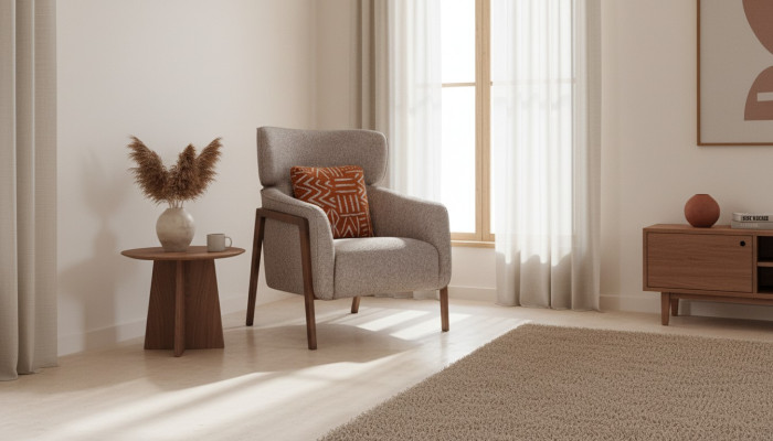 Poltrona Moderna Beige Tessile Design di Lusso Mobili Lounge Club
