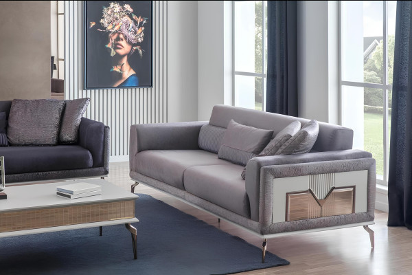 Design set da soggiorno Divani Poltrone Tavolino moderno 3+3+1 Tavolino.