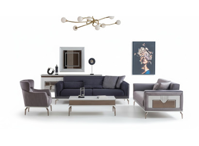 Design set da soggiorno Divani Poltrone Tavolino moderno 3+3+1 Tavolino.