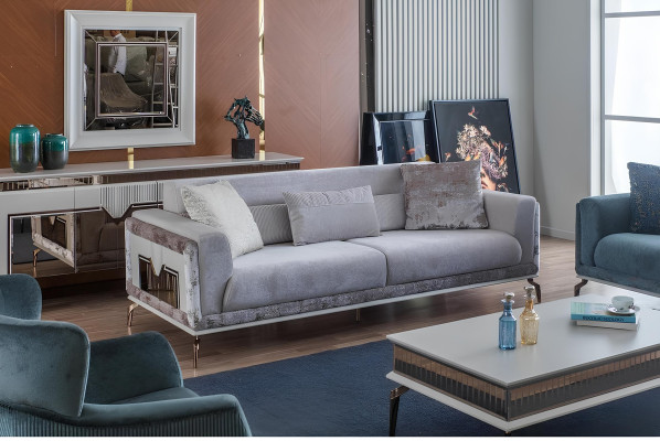 Set di divani designer 4 pezzi. Set divano divano 3 posti poltrona tavolino.