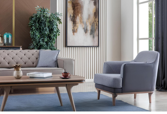 Set soggiorno moderno di lusso 4 pezzi. Divano a 4 posti, poltrona, tavolino, mobili nuovi.