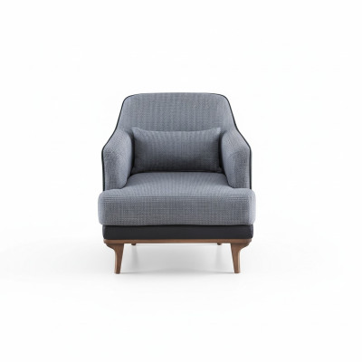 Poltrona moderna grigia per il soggiorno in tessuto design mobili seduta singola.
