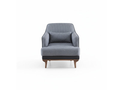 Poltrona moderna grigia per il soggiorno in tessuto design mobili seduta singola.