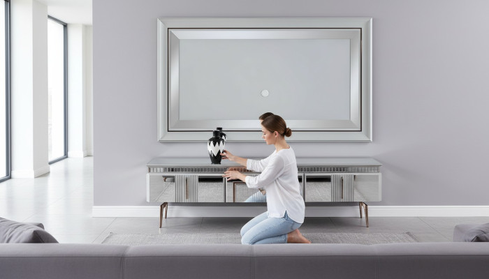 Mobile soggiorno Grigio Mobili Consolle TV Pannello Parete Pannello 2 pezzi