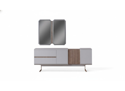 Esclusivo buffet per sala da pranzo 2 specchi, cassettiera in stile 210 cm legno 3 pezzi.