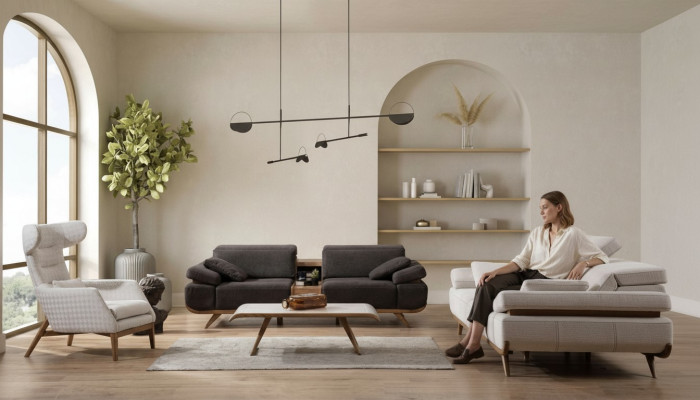 Salotto a due colori Set di divani moderni 3+2 posti Poltrona di lusso