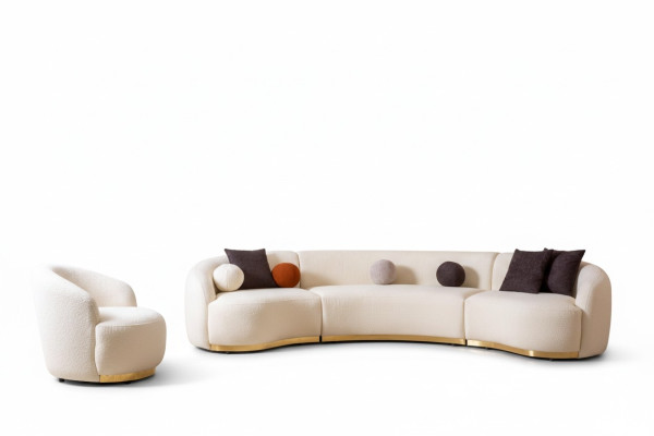 Set soggiorno moderno del designer. Divano rotondo + 1 poltrona, 2 pezzi.