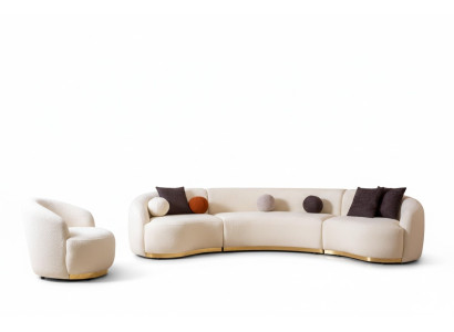 Set soggiorno moderno del designer. Divano rotondo + 1 poltrona, 2 pezzi.