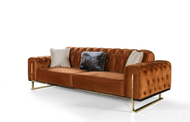 Designer Chesterfield 3 pezzi. Set 2 divani da 3 posti Poltrona Moderna Tre posti.