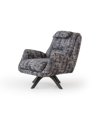 Poltrona moderna grigia per soggiorno, seduta in tessuto di lusso, design di mobili lounge club.
