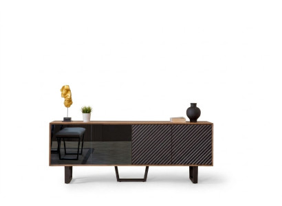 Designer Set da pranzo 4 pezzi con credenza e 3 specchi stile moderno nuovo