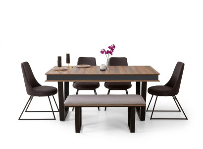 Set sala da pranzo Tavolo da pranzo 4 sedie Panchina Madia Gruppo da pranzo 3 specchi 10 pezzi