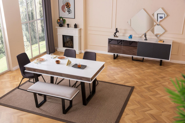 Designer Set da pranzo 10 pezzi, mobili di lusso, elegante gruppo da pranzo con credenza