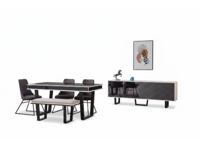 Designer Set da pranzo 10 pezzi, mobili di lusso, elegante gruppo da pranzo con credenza