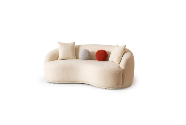 Divano moderno a 3 posti, bianco, stile mobili da designer, divano lungo 230 cm.
