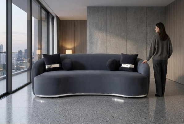 Divano designer 4 posti Sofa nero Divani grandi xxl Mobili da seduta 250 cm