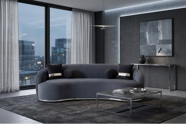 Divano designer 4 posti Sofa nero Divani grandi xxl Mobili da seduta 250 cm