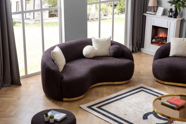 Arredamento soggiorno Lussuoso divano 3 posti Design marrone divano morbido tessuto 230 cm