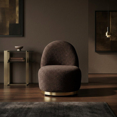 Poltrona Moderna Marrone in Tessuto per Soggiorno, Design di Lusso per Sala Lounge Club.