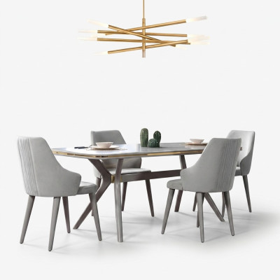 Tavolo da pranzo moderno con 6 sedie, set da pranzo di lusso in legno design.