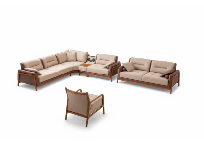 Set da soggiorno di lusso 3 pezzi divano ad angolo a forma di L 3 posti poltrona relax mobili