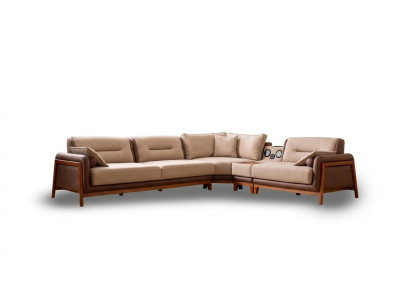 Divano ad angolo di lusso a L in beige, mobili da soggiorno multifunzione divano moderno.