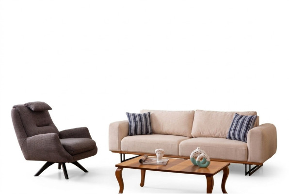 Set da soggiorno di lusso 2 pezzi, divano a 3 posti con poltrona, design divano