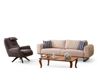 Set da soggiorno di lusso 2 pezzi, divano a 3 posti con poltrona, design divano