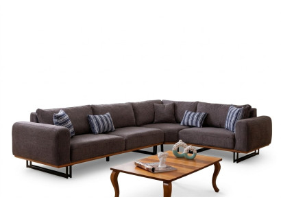 Divano angolare design a L in tessuto di lusso moderno marrone.