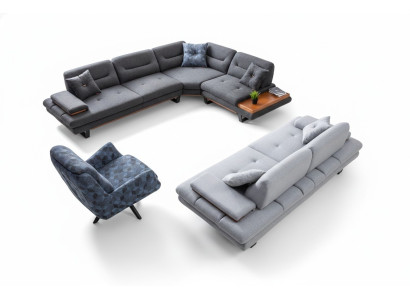 Designer 3 pezzi. Set salotto divano ad angolo a L + 3 + 1 posti moderno nuovo