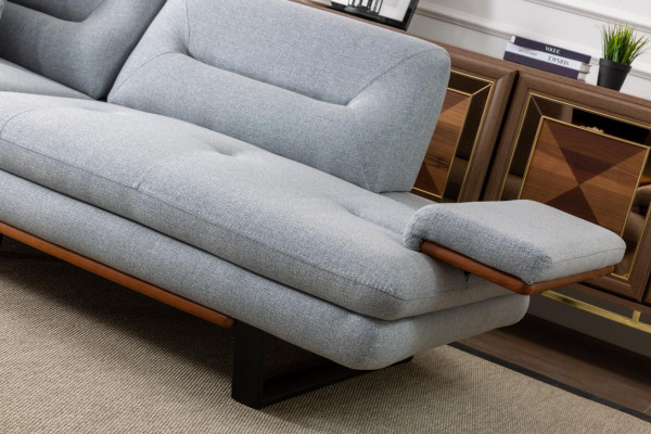 Mobili moderni per il soggiorno, divano a 3 posti grigio xxl di design, 238 cm.