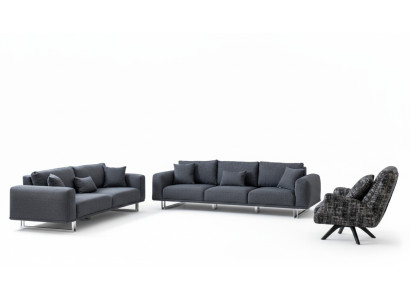 Set da soggiorno di design divano set 4 + 3 + 1 posti in grigio lusso, soggiorno.