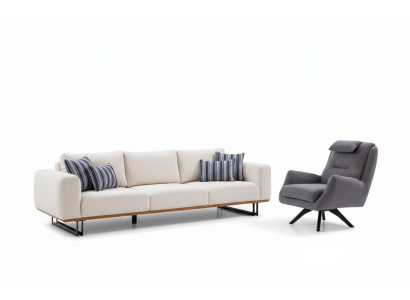 Set da soggiorno di lusso 2 pezzi. Divano design 4 + 1 posti con mobili.