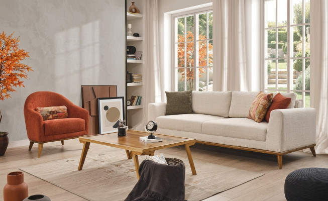 Sofà completo 3 posti + 1 design mobili 2 pezzi Beige Divani in tessuto