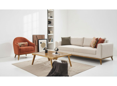 Sofà completo 3 posti + 1 design mobili 2 pezzi Beige Divani in tessuto