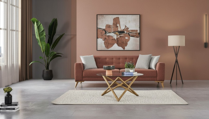 Set salotto rosa elegante, arredamento divano 3+1 posti poltrona sofà.