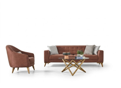 Set salotto rosa elegante, arredamento divano 3+1 posti poltrona sofà.