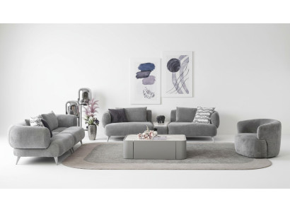 Divano Set di divani 3 + 3 + 1 posti Grigio Divano Mobili di lusso Soggiorno Divani