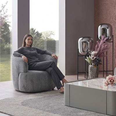 Elegante poltrona soggiorno morbida in grigio design lounge club singola.