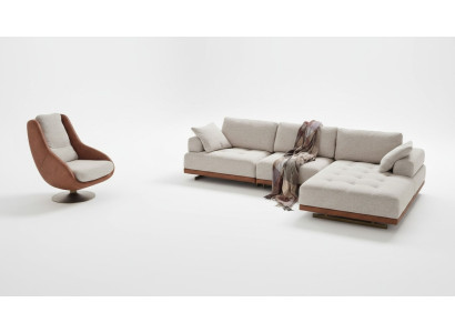 Set soggiorno elegante 2 pezzi. Divano ad angolo di lusso a L + Set di poltrone da designer