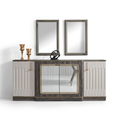 Mobile contenitore moderno con 2 specchi Mobili da soggiorno di design in legno con cassettiera