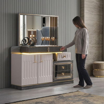 Comò Specchio Console di Lusso Sideboard Design Camera da Letto Comò
