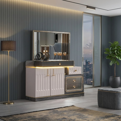Comò Specchio Console di Lusso Sideboard Design Camera da Letto Comò