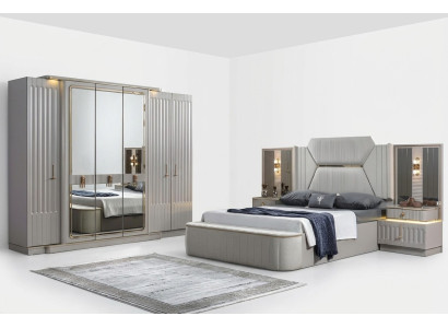 Mobili di design set da camera da letto 4 pezzi Letto 2 comodini Armadio Nuovo