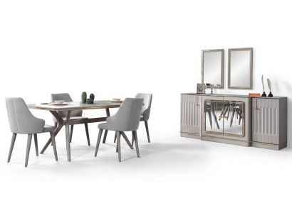 Sala da pranzo Set Corredo Sideboard con 2 specchi Tavolo 6 sedie 10 pezzi.