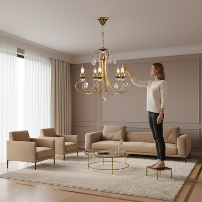 Lampadario a cristalli - Lampadario moderno per interni eleganti.